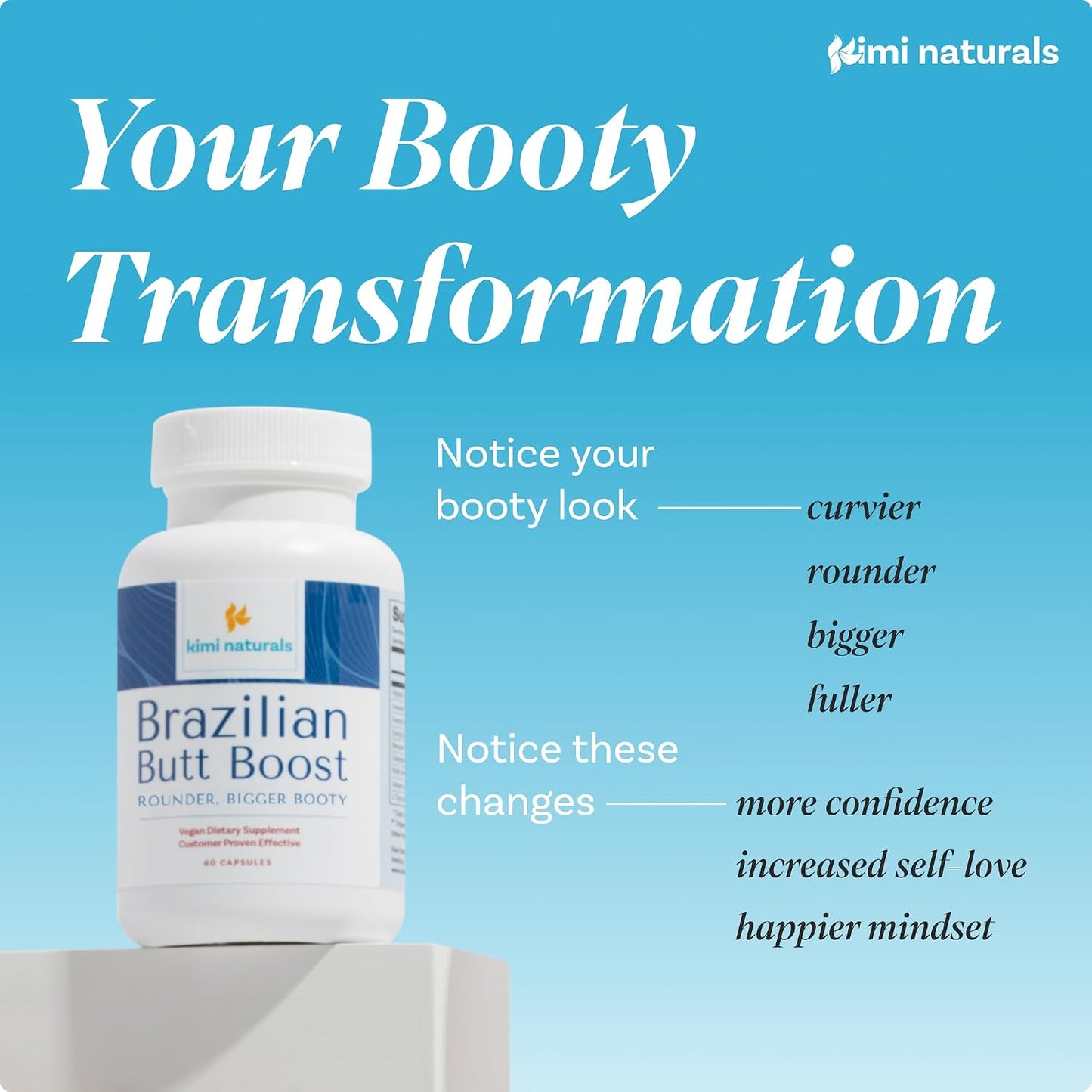 Kimi Naturals Butt Enhancer Pills - Natural Bum Builder for Bigger Buttocks and Curves - 60 Capsules - görsel 1