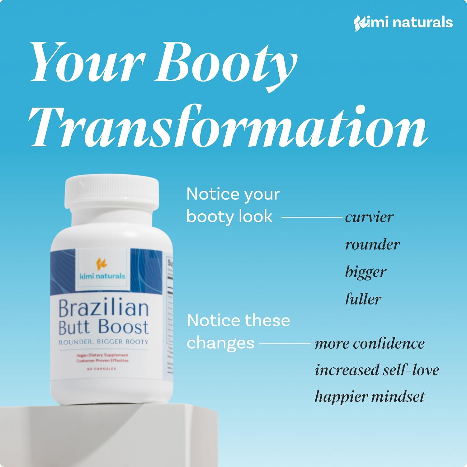 Kimi Naturals Butt Enhancer Pills - Natural Bum Builder for Bigger Buttocks and Curves - 60 Capsules - görsel 1