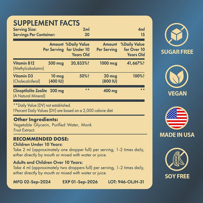 Itharoventis Zeolite Drops for Kids and – Promotes bone health: Vitamin D3 aids calcium absorption for strong – Image 2