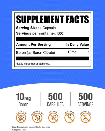BulkSupplements Boron Citrate Capsules - – Men and women's: Boron supports hormonal health for both genders, – Image 2
