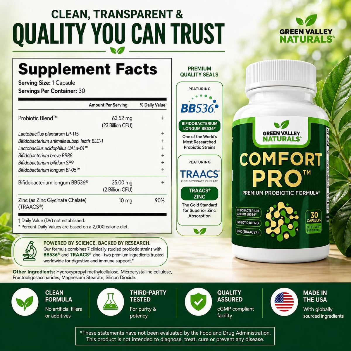 ComfortPro™ Daily Probiotics for Digestive Health | Supports Occasional Constipation & Bloating | with BB536 & Zinc | Gut – Image 5