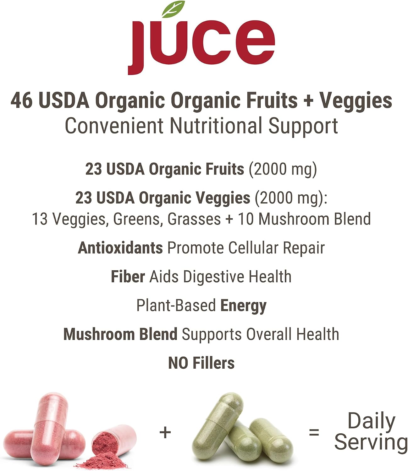 Juce Original Formula - Organic Super Fruit & Veggies Supplement - 180 Capsules - görsel 4