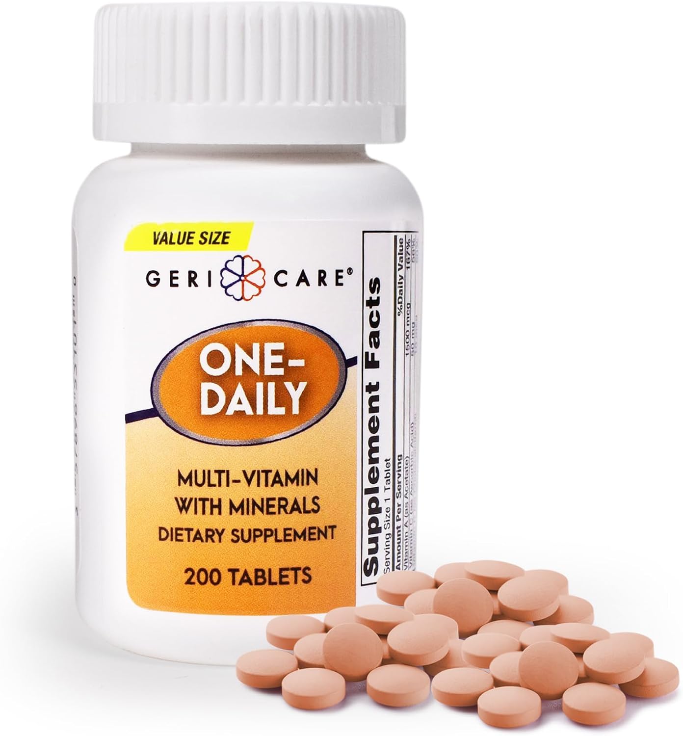 GeriCare One-Daily Multivitamin with Minerals – High-Potency Dietary Supplement for Men and Women, 200 Tablets - görsel 1