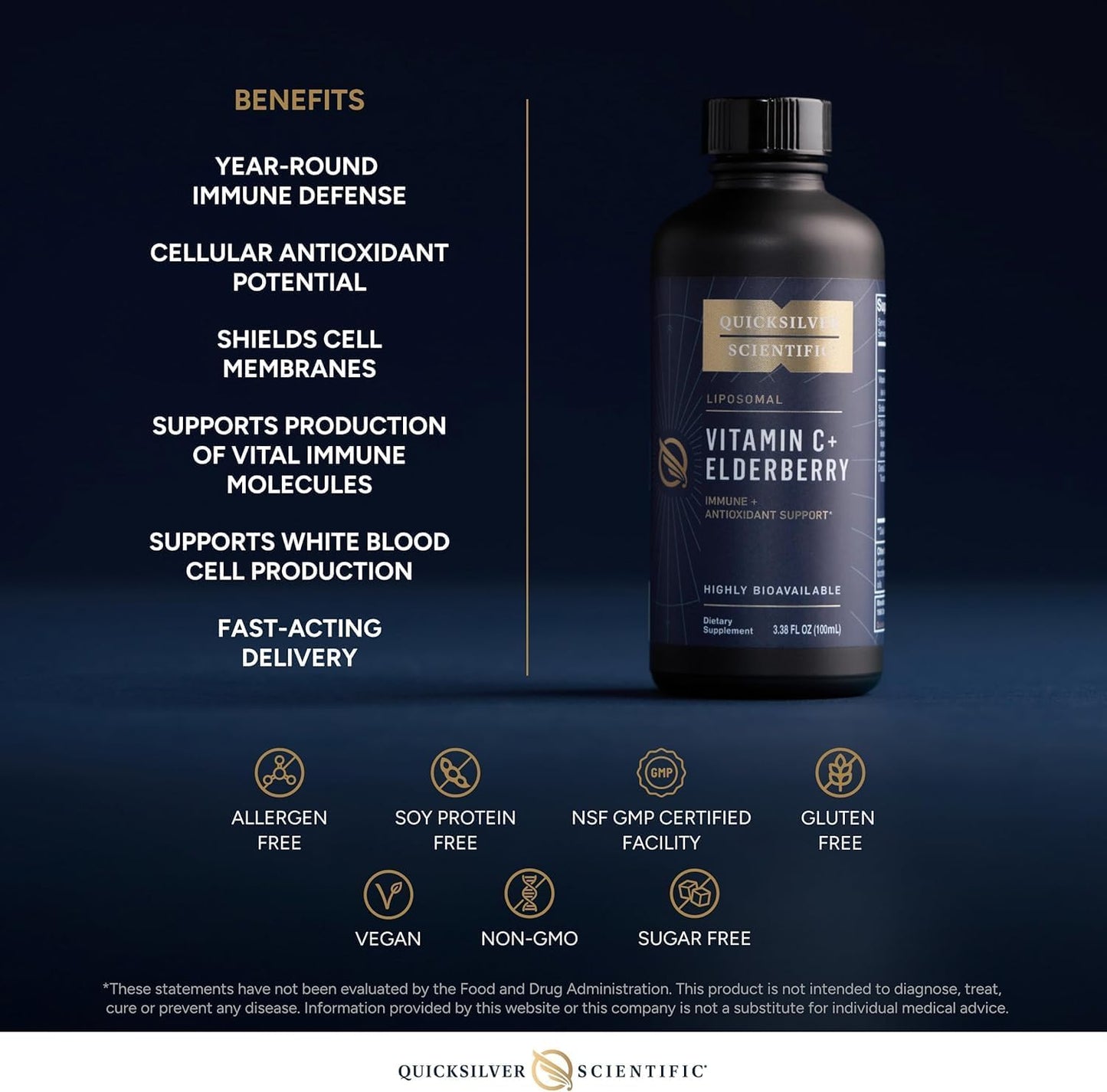 Quicksilver Scientific Liposomal Vitamin C + Elderberry - 1000mg with Superior Absorption Technology & Tocotrienols - Antioxidant & Immune Support Tonic (100ml) - görsel 4