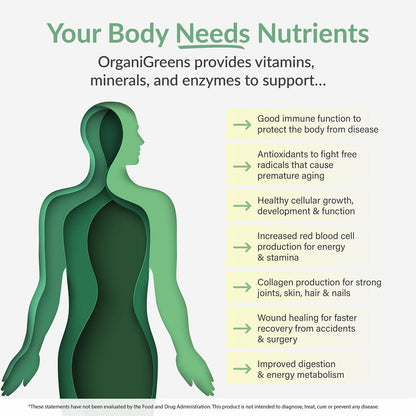 Organixx Greens Superfood Powder with Probiotic Digestive Enzymes