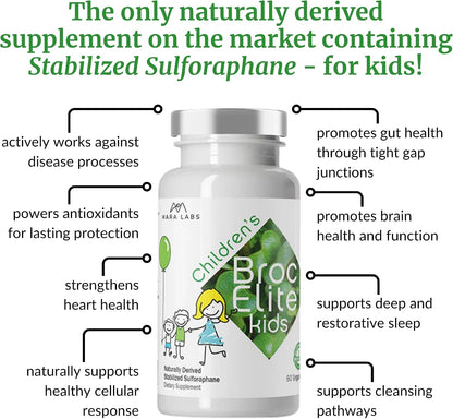BrocElite Kids Broccoli Supplement with Stabilised Sulforaphane – 60 Vegan Capsules