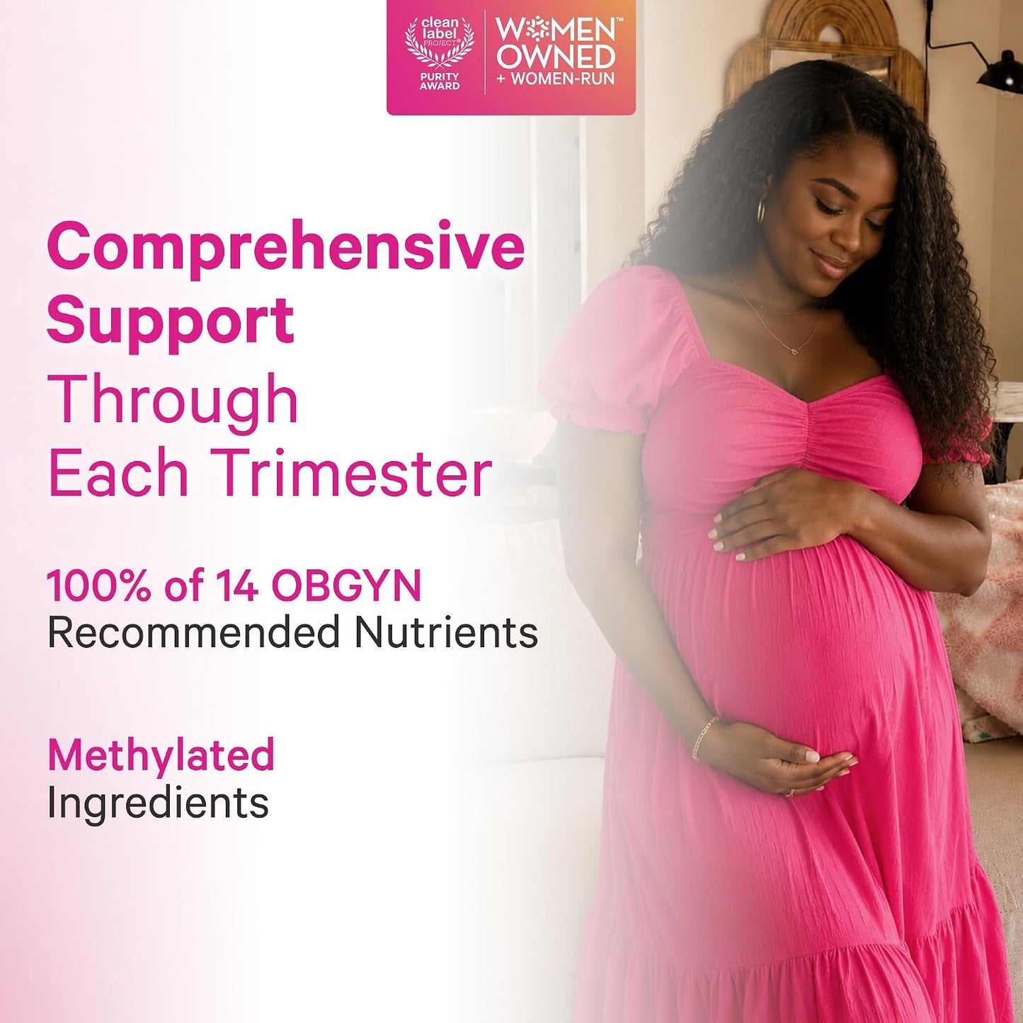 Pink Stork Total Prenatal Vitamins - 60 Count, Mint - Vegan DHA, Methylfolate, Iron, Choline - görsel 4