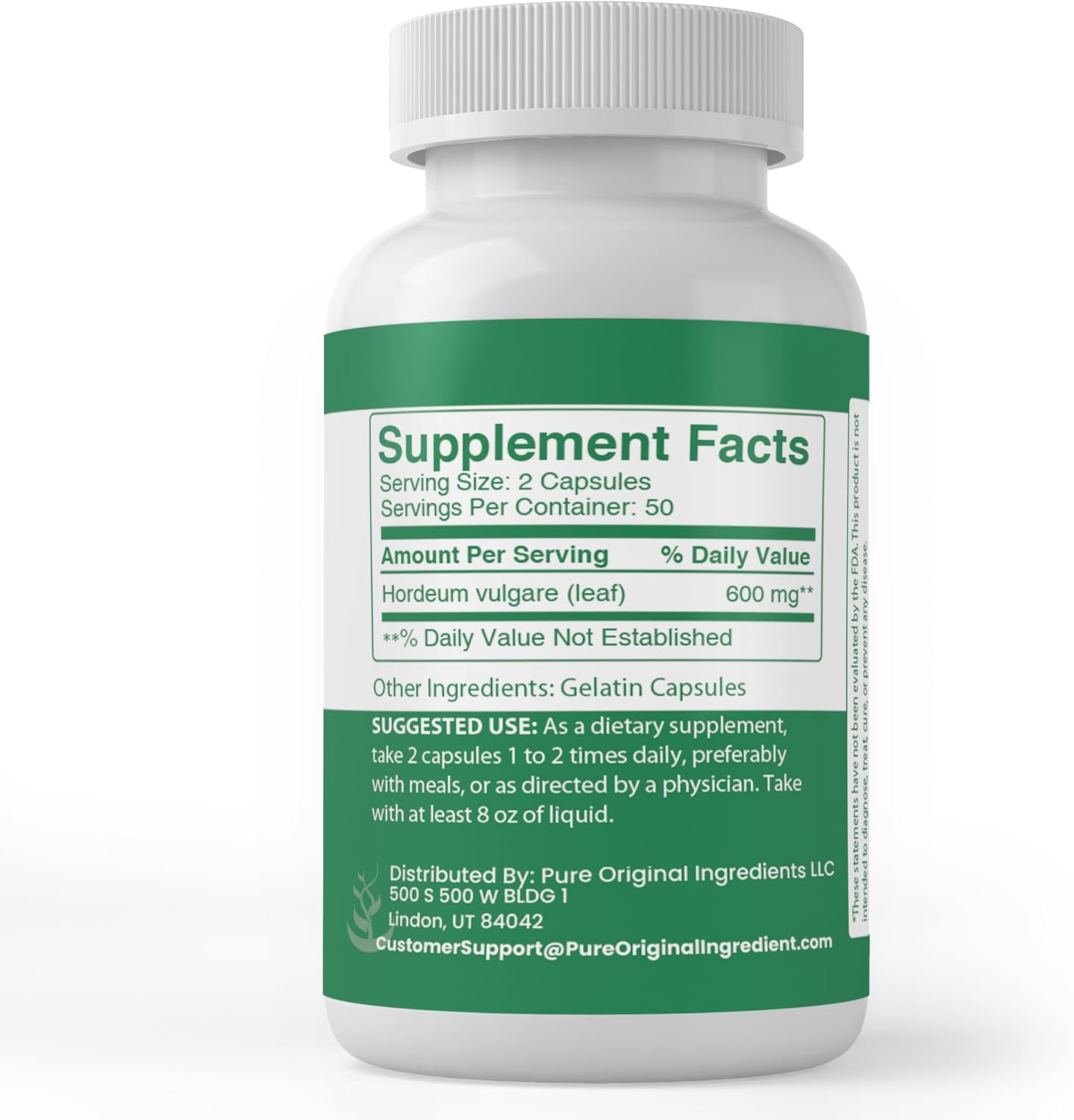 Pure Original Ingredients Barley Grass, 100 Capsules, Lab Verified - görsel 2