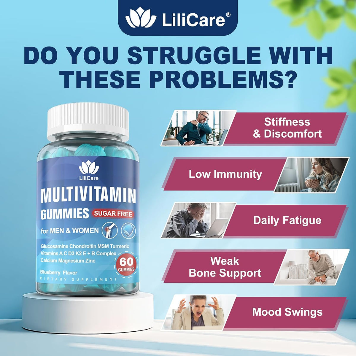 LILICARE Men's & Women's's Sugar-free – Vitamin C, A, and E: Antioxidant vitamins that help protect cells from – Image 3