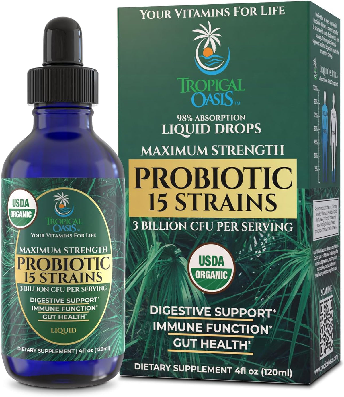 Tropical Oasis USDA Organic Liquid – Digestive Support: Helps maintain regularity and reduce occasional bloating – Image 1