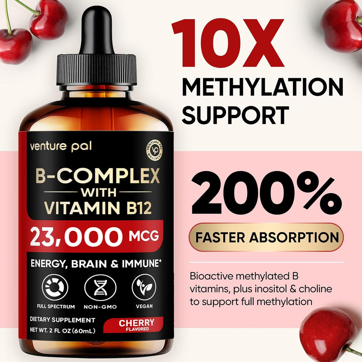 Venture Pal Vitamin B Complex Liquid Drops – – Vitamin B3 (Niacin) – contributes to normal energy-yielding – Image 3