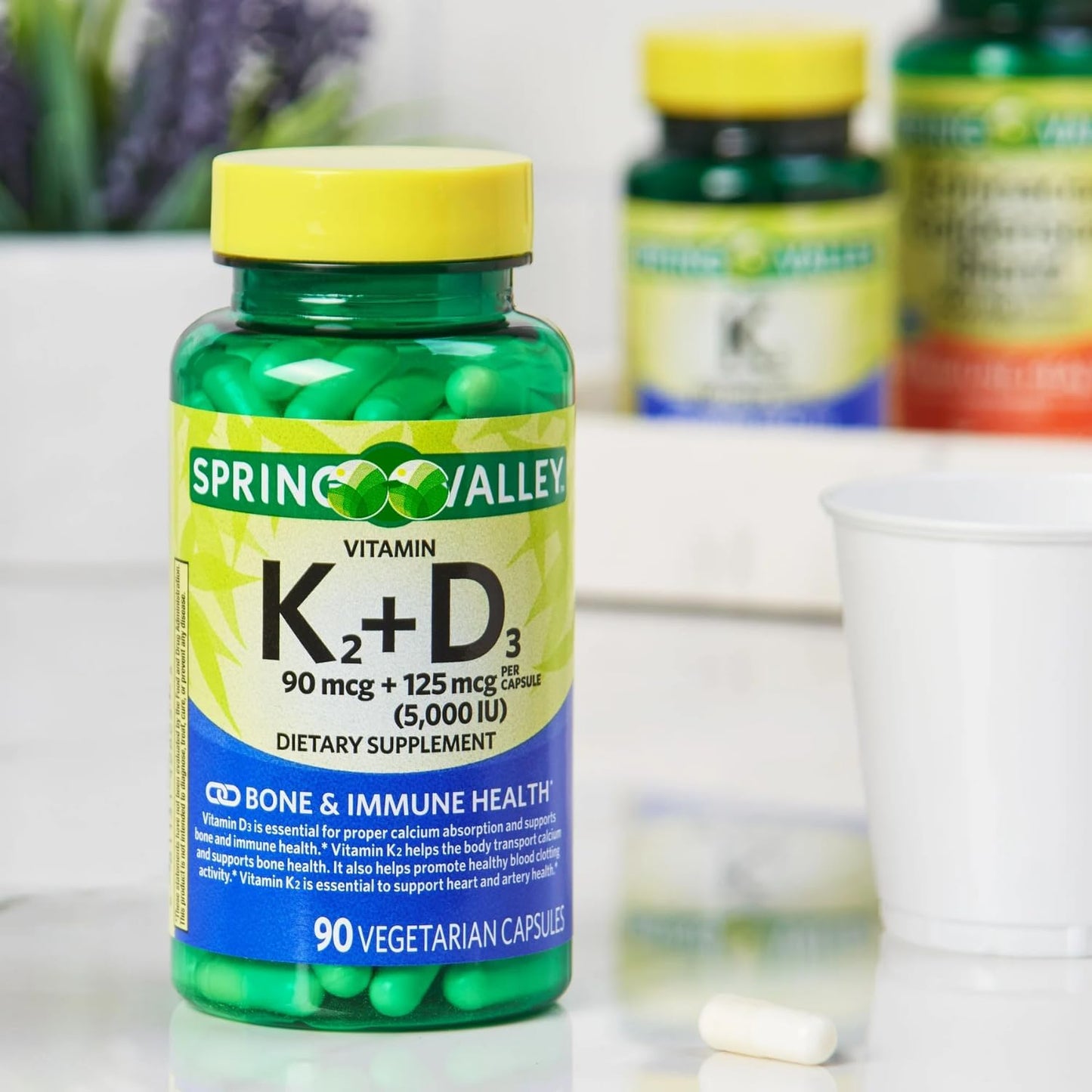 Vitamin K2 + D3 Vegetarian Capsules – Bone Health & Immune Support, 90 Capsules - görsel 2