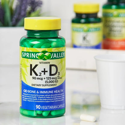 Vitamin K2 + D3 Vegetarian Capsules – Bone Health & Immune Support, 90 Capsules