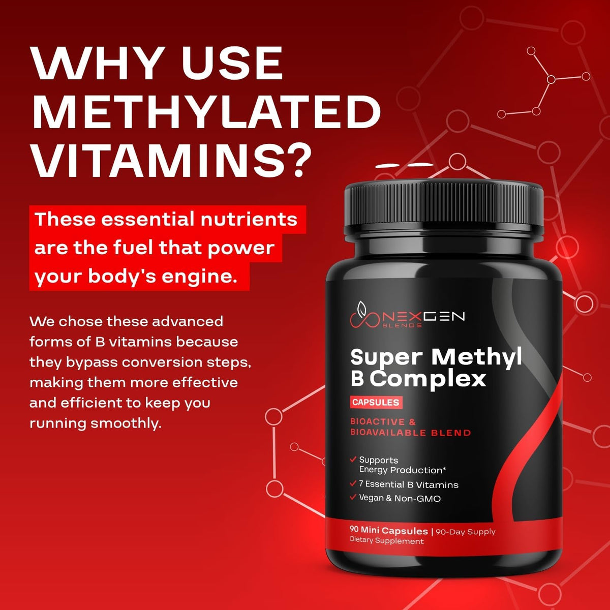 Methylated B Complex Vitamin Supplement – – Energy Metabolism: They help convert your food into usable energy, – Image 7