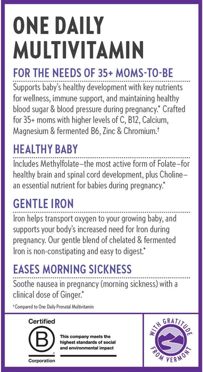 New Chapter Prenatal Vitamins – One Daily Multivitamin for Women 35+ with Methylfolate & Choline, 90 Tablets