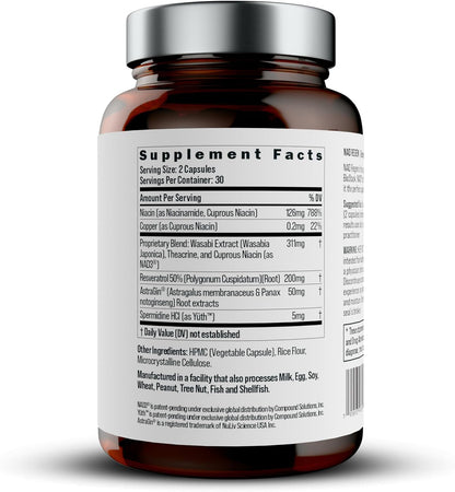 BIOSTACK NAD Regen - NAD3 Supplement with Spermidine, Resveratrol & Niacinamide - 30-Day Supply