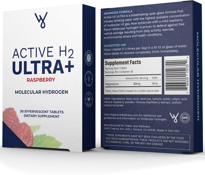 Active H2 Ultra+ Hydrogen Water Tablets - Natural Raspberry, 30 Serves