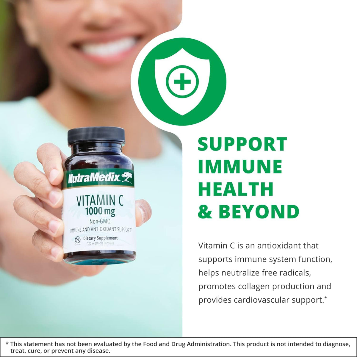 NutraMedix Vitamin C 1000mg – Antioxidant Supplement for Immune & Heart Health (120 Vegetarian Capsules) – Image 3