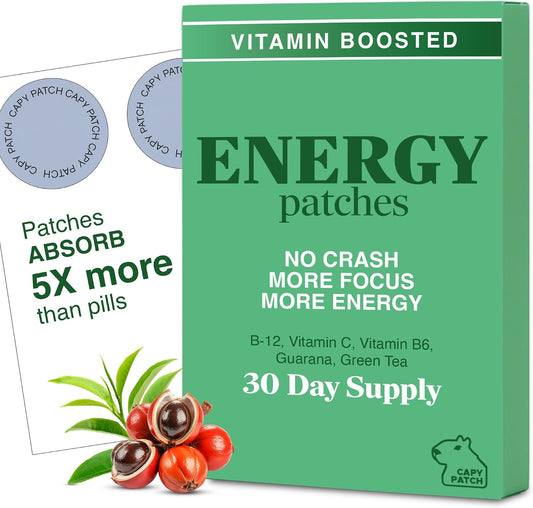 B12 Vitamin Energy Patch with Caffeine, – Vitamin B12 – Helps support normal energy-yielding metabolism and may – Image 1