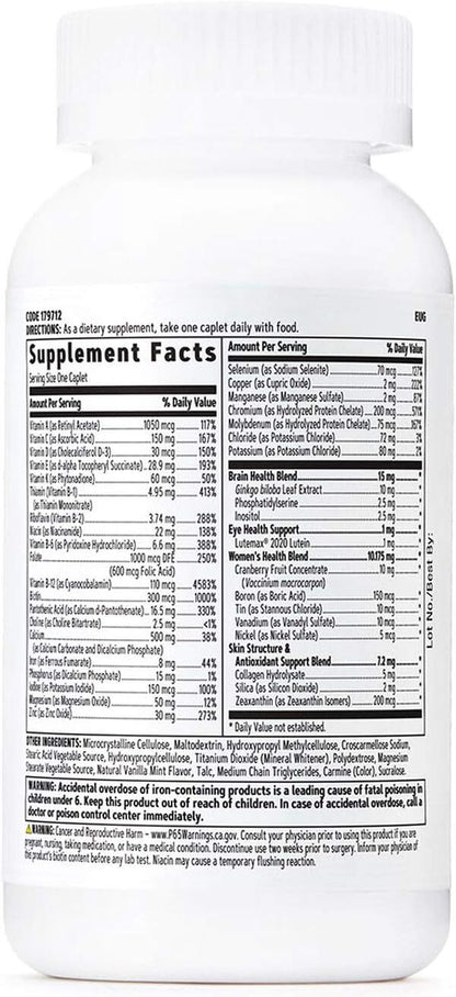 GNC Women's 50 Plus One Daily Multivitamin | Supports Bone, Eye, Memory, Brain and Skin Health with Vitamin D, Calcium and B12 | Aids Energy Production | 60 Caplets