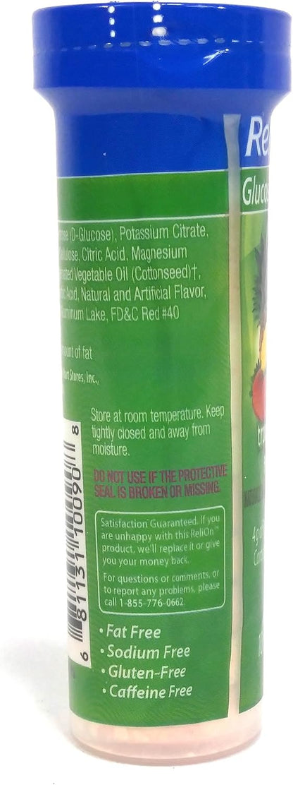ReliOn Glucose Tropical Fruit Tablets, On-The-Go Tube, 10 Tablets