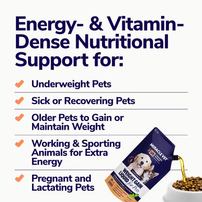 High-Kilojoule Weight Gainer for Dogs & Cats - Multivitamin Gel with Omega-3 Fish Oil and Calcium