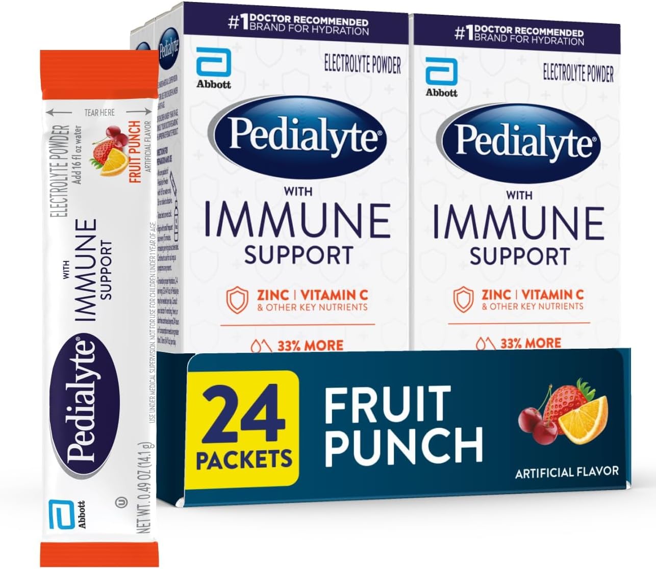 Pedialyte with Immune Support, Electrolyte Drink Powder Variety Pack (Fruit Punch & Mixed Berry) - 24 Powder Packets - görsel 9