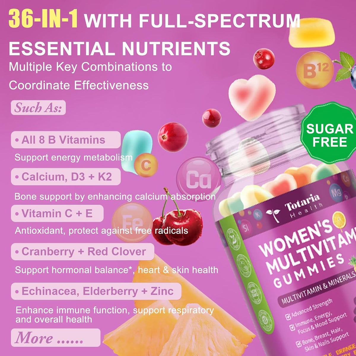 Totaria Sugar-free Women's's Multivitamin – Bone Strength: Calcium, magnesium, vitamin D3, and K2 work together to – Image 4