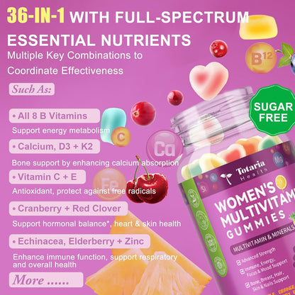 Totaria Sugar-free Women's's Multivitamin – Bone Strength: Calcium, magnesium, vitamin D3, and K2 work together to – Image 4