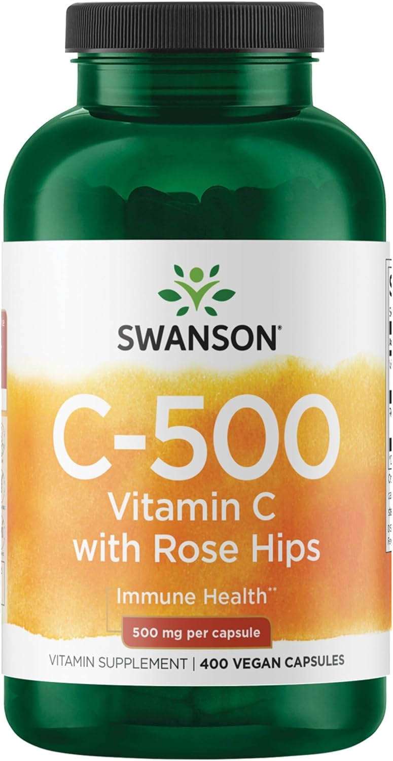Swanson Vitamin C with Rose Hips, 500 mg, 400 Capsules - görsel 1