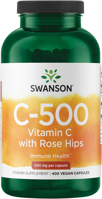 Swanson Vitamin C with Rose Hips, 500 mg, 400 Capsules