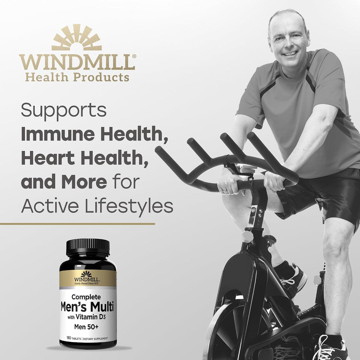Windmill Men’s Multi 50+ Multivitamin with – Magnesium: Involved in over 300 enzymatic reactions – muscle – Image 3