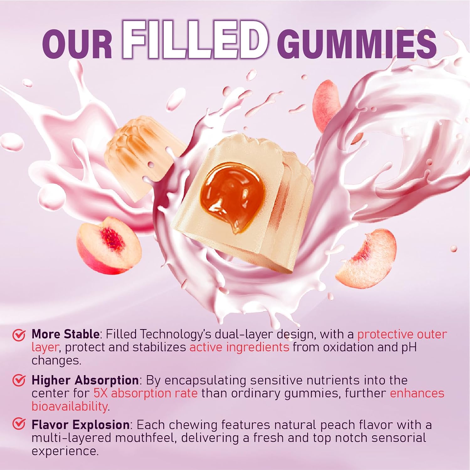 Multivitamin Gummies for Women's 50+ with Omega-3, Coenzyme Q10, Iron, Calcium, Zinc, Vitamin A, C, D3, E, K2, B Complex, Folate - Multi Vitamins & Minerals for Energy, Beauty, Immune - Pack of 2 - görsel 7