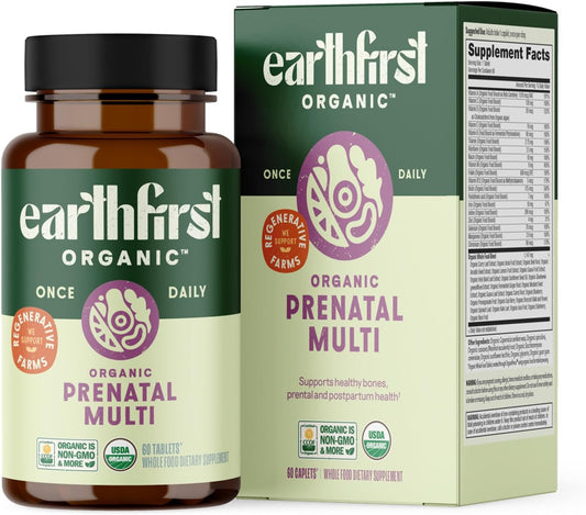 EarthFirst Organic Prenatal Once-daily Multivitamin for Conception, Pregnancy, Postpartum & Breast-feeding, Folate, Iron & – Image 1