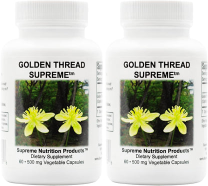 Supreme Nutrition Golden Thread Supreme, 60 Pure Coptis Chinensis Vegetarian Capsules (Pack of 2)