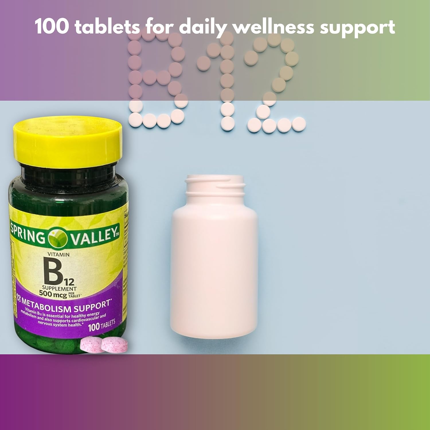 Fusion Shop Store B12 500mcg - 100 Tablets - görsel 3