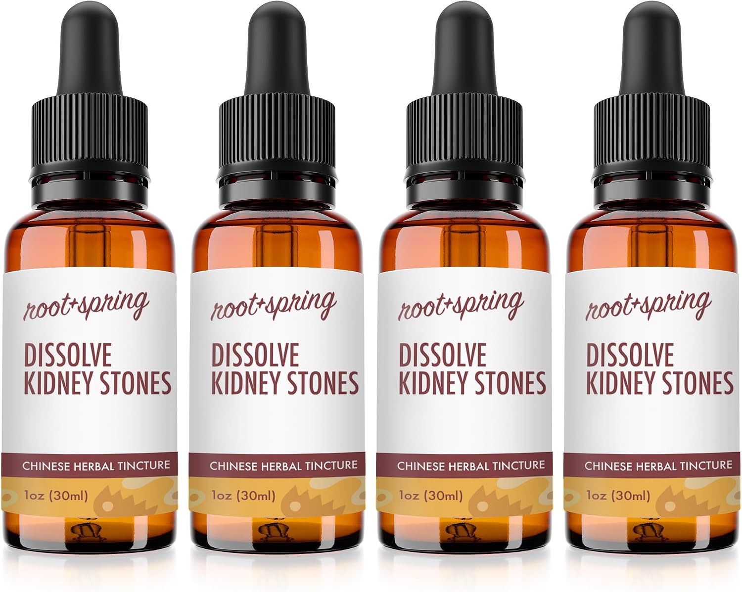 root + spring Dissolve Kidney Stones Liquid Extract – Shi Lin Herbal Tincture, 30 mL (Pack of 4) - görsel 1