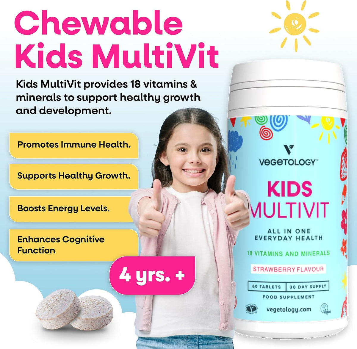VEGETOLOGY Kids MultiVitamin Supplement – – Vitamin E – acts as an antioxidant, protecting cells from oxidative – Image 6