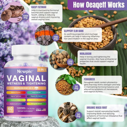 SUWENY Vaginal Moisturiser & Toning Capsules – Digestive Wellbeing: Slippery Elm also soothes the digestive tract, – Image 4