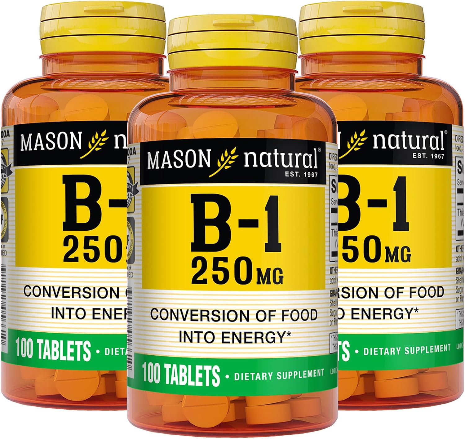 MASON NATURAL Vitamin B1 (Thiamine) 250 mg, 100 Tablets - görsel 8