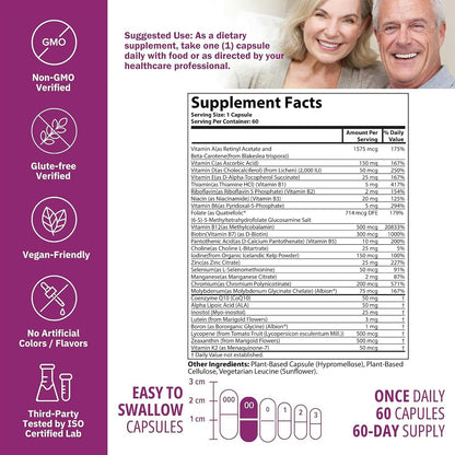 NatureGenX Just One Daily Methylated Multivitamin - Iron-Free, Methyl B12 & Quatrefolic Methylfolate, 120 Vegan Capsules – Image 5