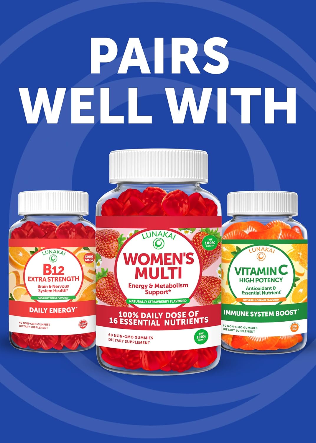 Lunakai USA Made Vegan Energy Gummies – – People Taking Certain Medications – Acid reducers and metformin can – Image 9