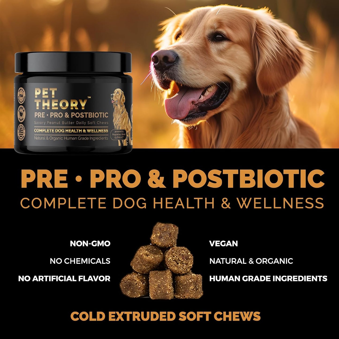 Pet Theory Probiotics for Dogs – Pre, Pro & Postbiotic Soft Chews for Digestive Health and Immune Support (100 Chews) - görsel 2
