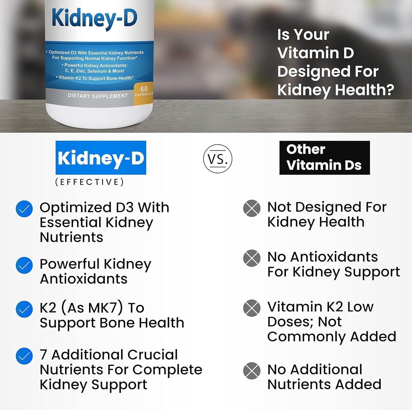 Kidney-D Supplement: Vitamin D3 with 7 Kidney-Supporting Nutrients - görsel 2