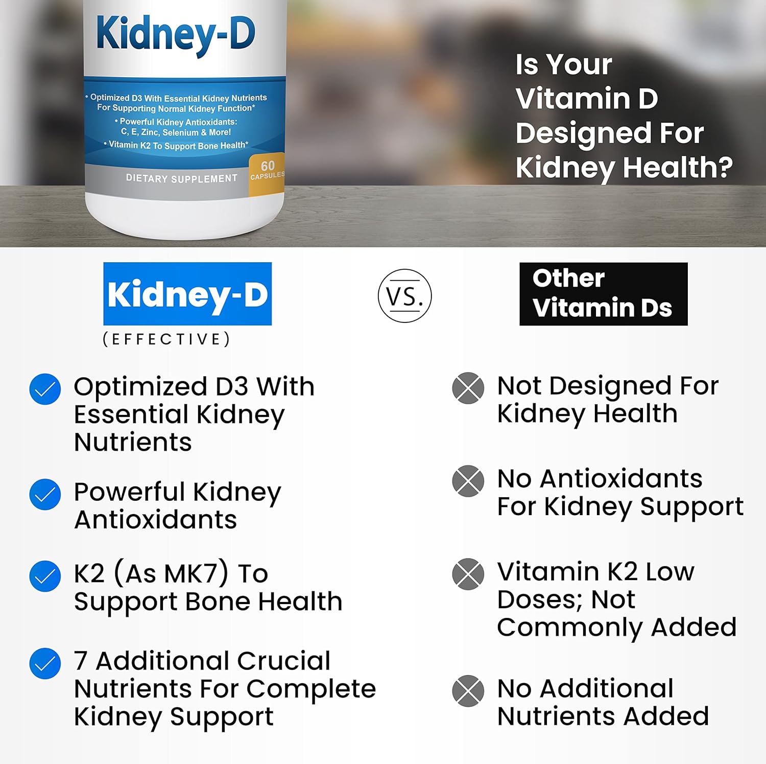Kidney-D Supplement: Vitamin D3 with 7 Kidney-Supporting Nutrients - görsel 2