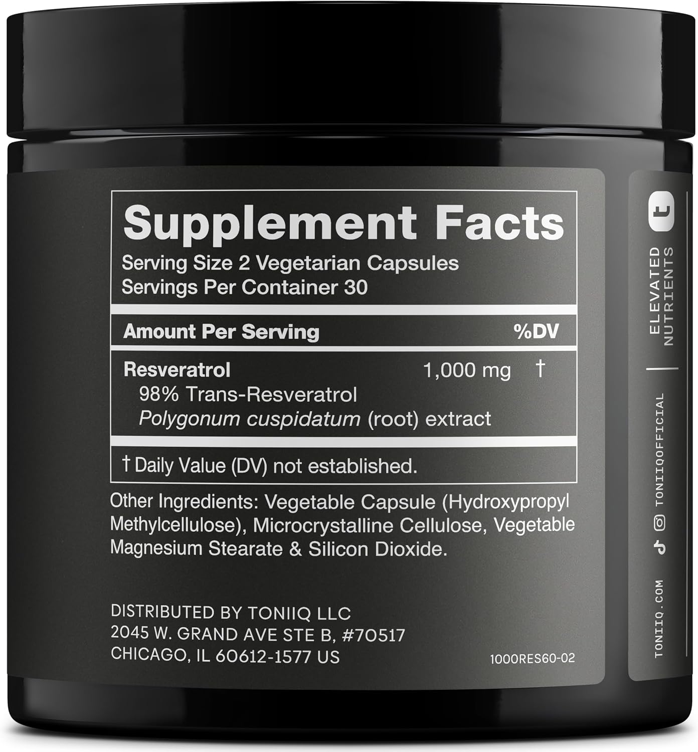 Toniiq Ultra High Potency Trans Resveratrol 1000mg – 98% Pure – 60 Capsules - görsel 2