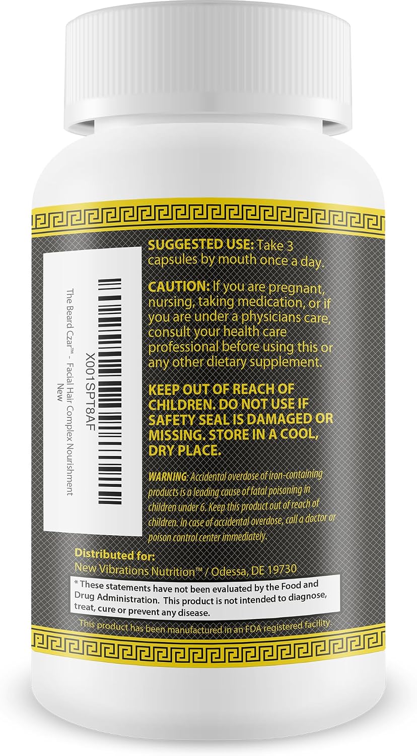 The Beard Czar Facial Hair Complex – Men's Beard Growth Supplement with Biotin & B Vitamins, 60 Capsules - görsel 3