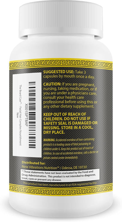 The Beard Czar Facial Hair Complex – Men's Beard Growth Supplement with Biotin & B Vitamins, 60 Capsules