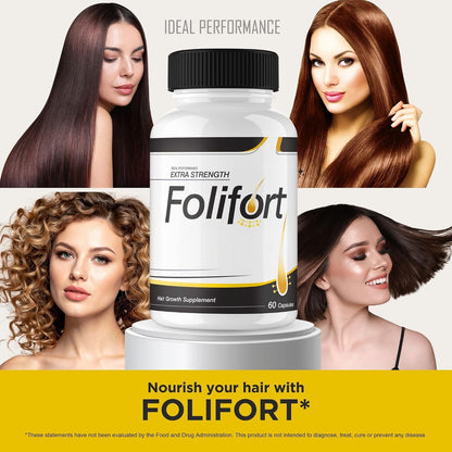 IDEAL PERFORMANCE Folifort Hair Growth Capsules – Extra Strength Vitamins (180 Capsules, 3 Pack)