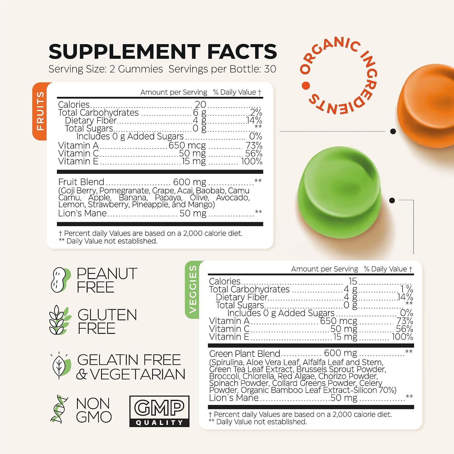 Super Greens + Super Fruits Gummies – 120 Gummies (2-Pack) – Sugar-free, Vegetarian, Non-GM - görsel 6